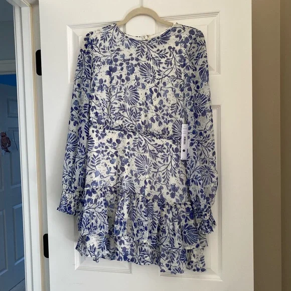 Aqua dress large new with tags exclusive blue floral ruffle skirt - Picture 4 of 9